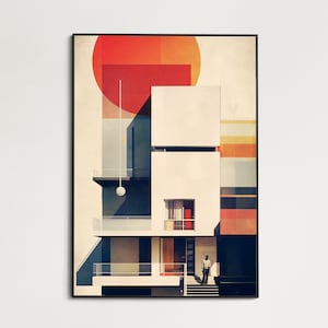 Bauhaus inspired wall art, Abstract printable art piece, Mid Century Modern, Vintage designed art, Retro Art, Bauhaus decor