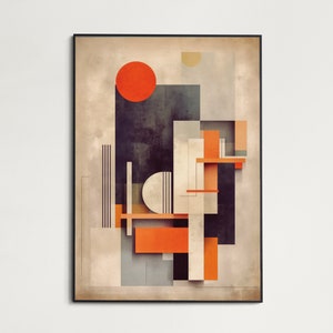 Bauhaus inspired wall art,Abstract printable art piece, Mid Century Modern, Architectural art, Retro Art, Bauhaus decor, Modern art, Design