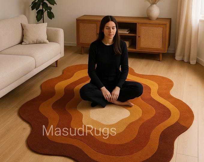 8x10 Premium Hand-Tufted Woolen Area Rug with an Abstract Irregular Shape in Multiple Colors for Bedroom, Living Room, and Children's Room