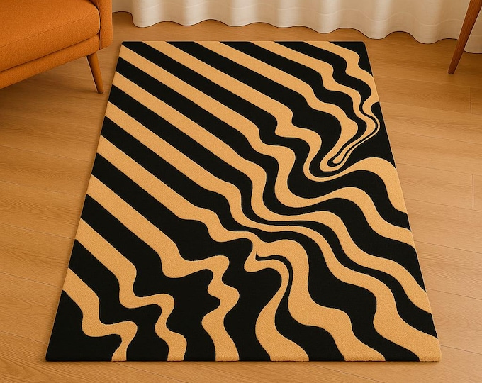 Tuft Rug Orange And Black combines modern Its design adds character and intrigue to any room, making neutral or handmade rug decor. 8x10