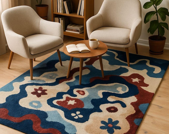 Handmade Red and Pink Decorative Piece—Unique Handmade Art for Living Room, Perfect Accent for Sofa in Dining Table, Modern Home Decor rug