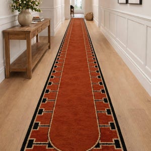 Hand Tuftted Brown and Black Rug, Gold Runner Geometric Rug, Modern Grid Rug, Rust, Terracotta, Red, burgundy Carpet for Living Room 8x10
