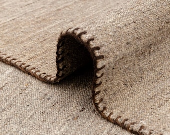 Handwoven Wool Rug, Natural Neutral Rug, Rustic Handmade Area Rug, Minimalist Wabi Sabi Carpet, Organic Flatweave Rug, Scandinavian Decor