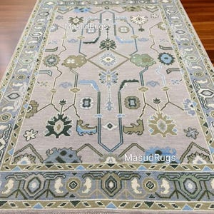 Oushak rug muted 8x10/9X12/10x14 Turkish knot rug Hand-knotted Vintage Antique Oushak Wool Area Rug for Living Room, Dining room
