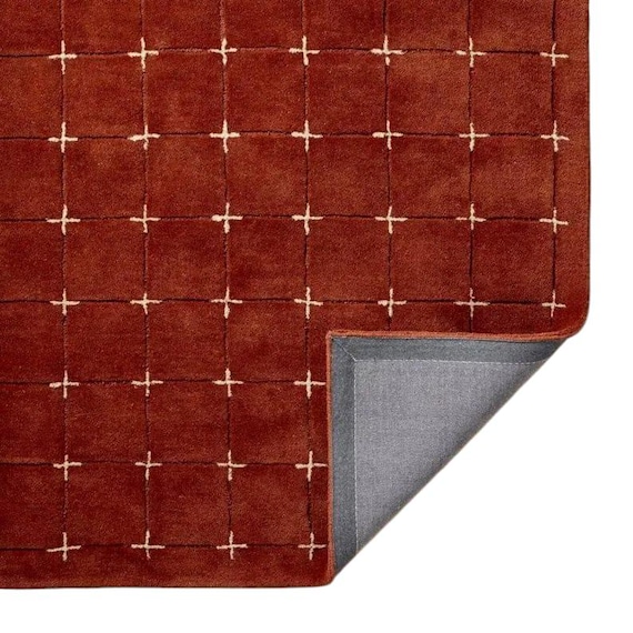 Terracotta Rug Minimalist Geometric Area Rug Burnt Orange Scandinavian Modern 3D Living Room Bedroom Nursery Decor Rug