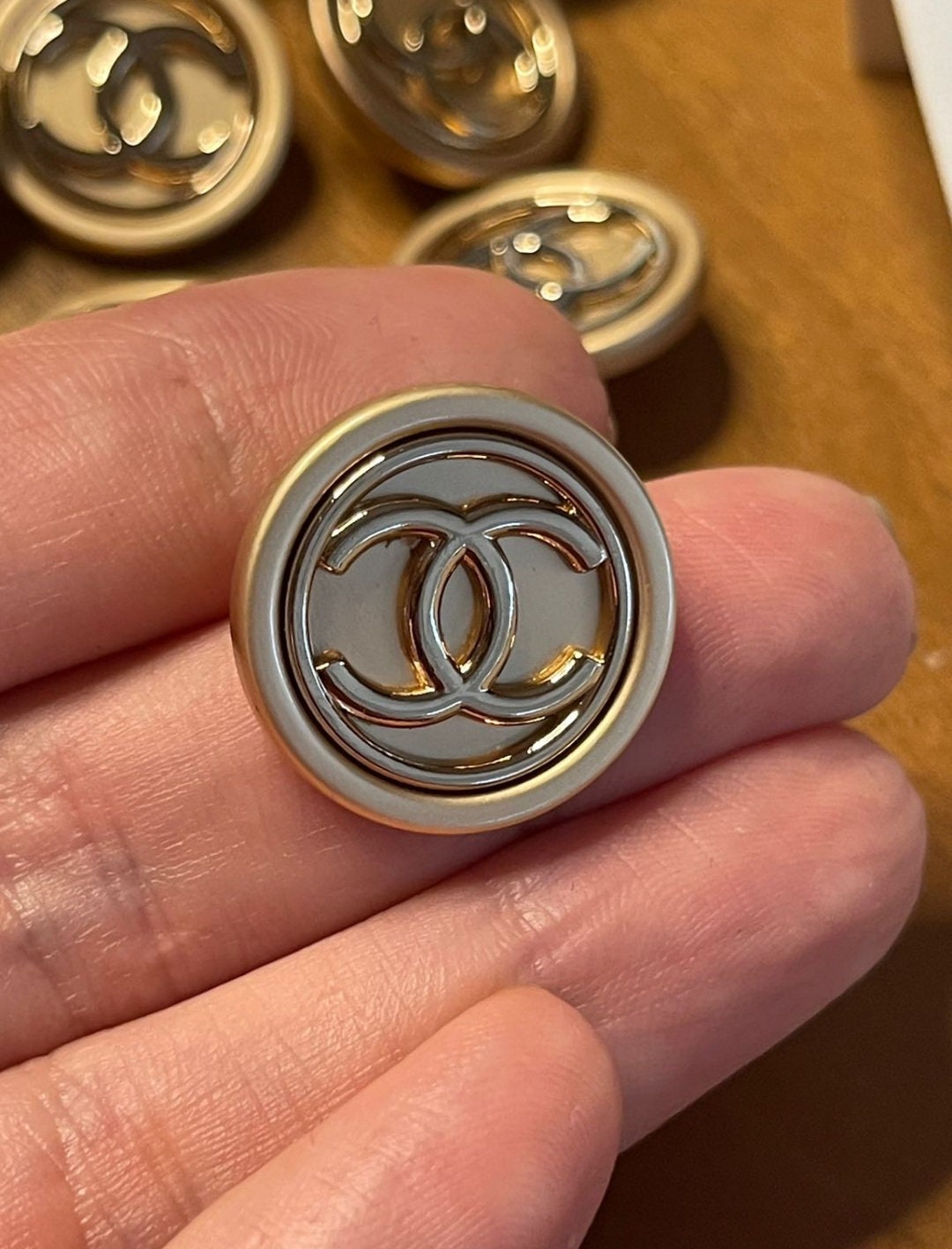 Vintage Authentic Chanel Buttons Set of 10 Iron Gold CC Logo 22mm Etsy