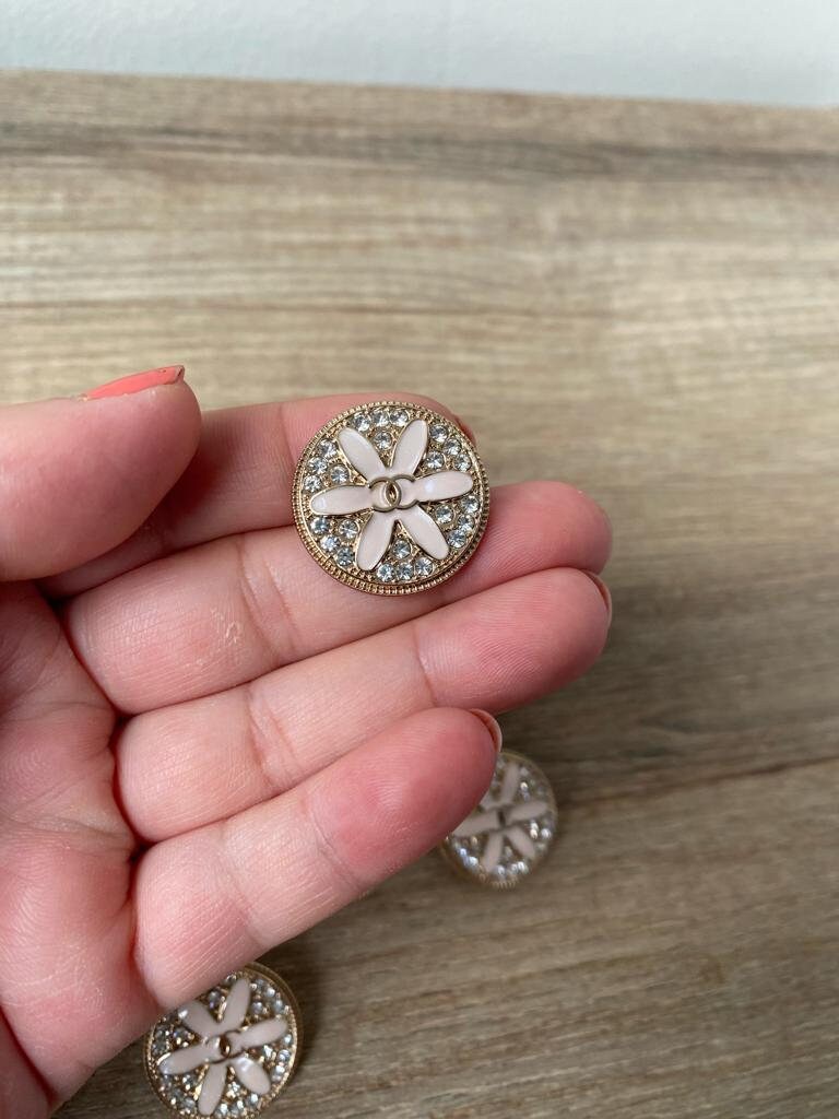 Chanel button earrings sale etsy