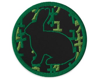 Écusson brodé en forme de citation de lapin blanc de 3 po.