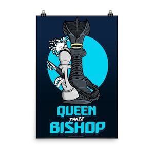 Queen Takes Bishop Science Fiction Chess 24&quot; x 36&quot; Premium Poster