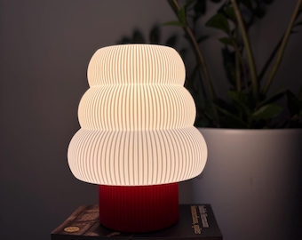 KUMO | 3D-geprinte moderne tafellamp | Scandinavische bedlamp van PLA | Warme sfeerverlichting voor de slaapkamer en woonkamer