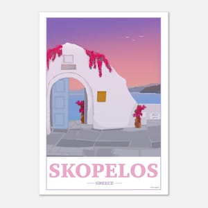 Skopelos / Vintage Style Travel Art Print / Home Decor