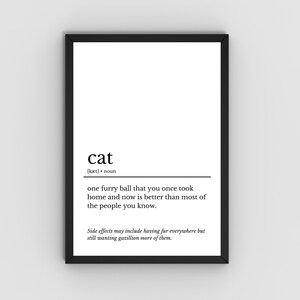 Cat Dictionary Definition Wall Art | Funny Cat Quote Poster | Minimalist Digital Download | Cat Mom Gift | Cat Dad Gift