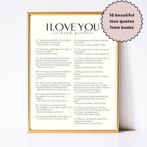 I Love You In Book Quotes Print | Printable Book Poster| Minimalist Digital Download | Booktok Print | Book Lover Gift