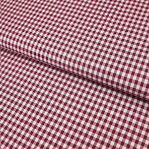 Baumwollstoff kariert / Popeline "0,5 cm weiß/weinrot bordeaux Karomuster" - Meterware Baumwolle ab 25 cm Länge