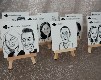 Personalized Place Cards, Personalized Gift, Wedding Gift, Wedding Favors, Wedding gifts with Stands, Seating Plan, Caricatures from photo