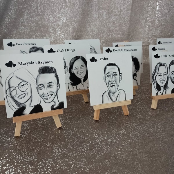 Personalized Place Cards, Personalized Gift, Wedding Gift, Wedding Favors, Wedding gifts with Stands, Seating Plan, Caricatures from photo