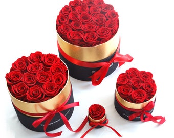 Eternal Roses In Box Preserved Real Rose Flowers With Box Set Valentines Day Gift Romantic Artificial Flowers