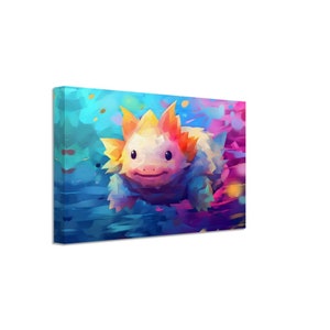 Happy Axolotl Colourful Wall Canvas