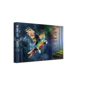 Wonderful Colourful Flying Parrot Canvas