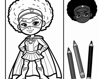 Digital Download Superhero Girl Coloring Page PNG File - Etsy