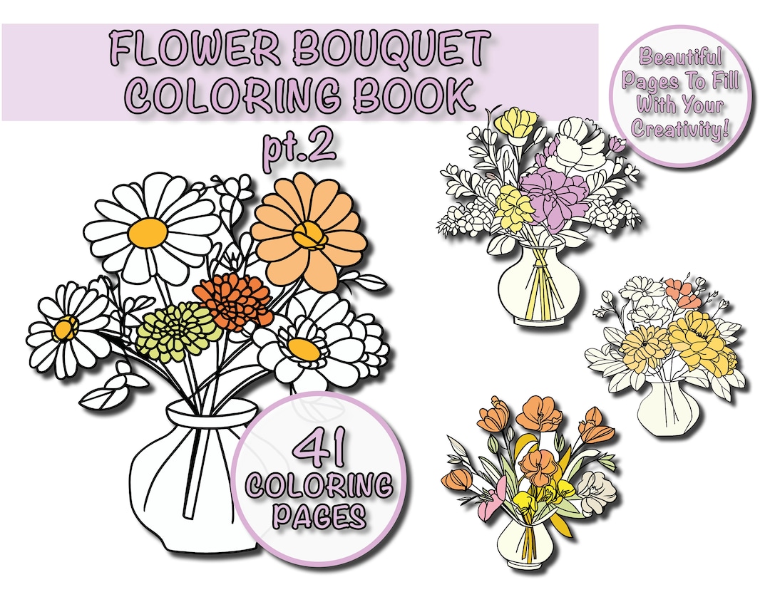 Flower Bouquet Coloring Book Pt.2 - Etsy