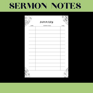 Printable Sermon Notes Templates - Etsy