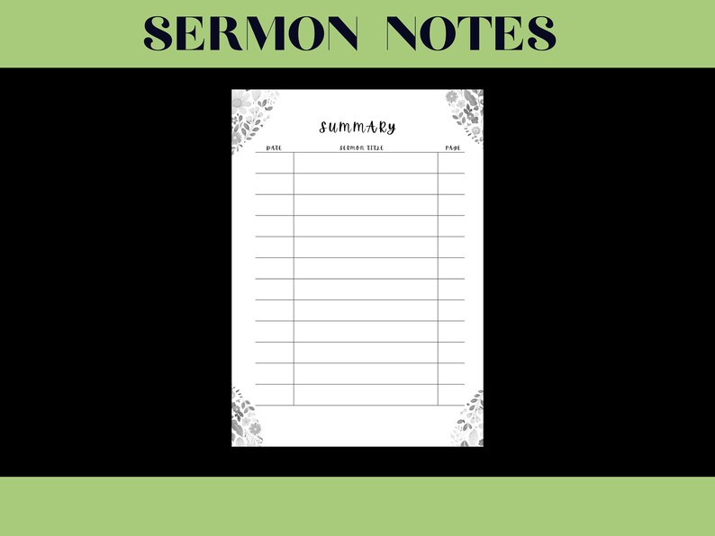 Printable Sermon Notes Templates - Etsy