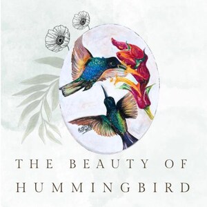 The Beauty Of Hummingbirds Hand Painted On An Oval Canvas Acrylic And Mixed Media Original Art.