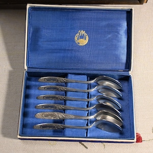Vintage silverpläterade sovjetiska teskedar – mitten av århundradet Sovjetunionen Bestickset, Retro ryskt porslin, samlarobjekt köksredskap, elegant matsal