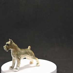 Vintage Schnauzer Porcelain Figurine: Gray Ceramic Dog Statue