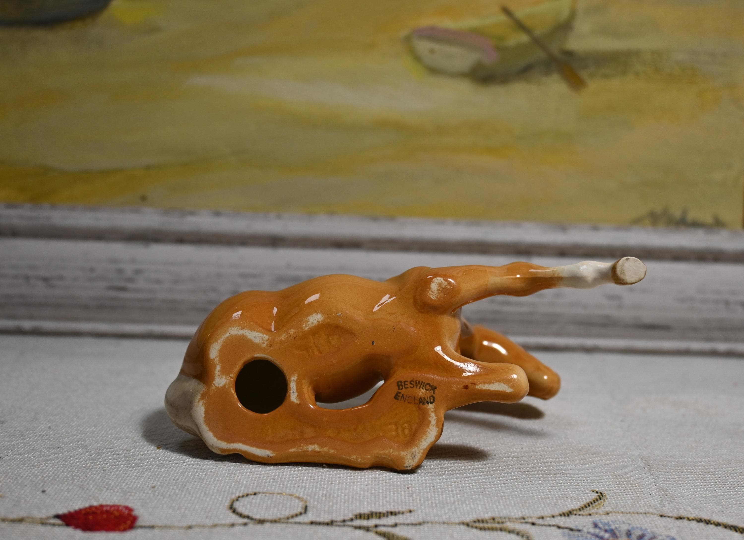 ヴィンテージ ベスウィック磁器製馬の置物：パラミーノ種牡馬像