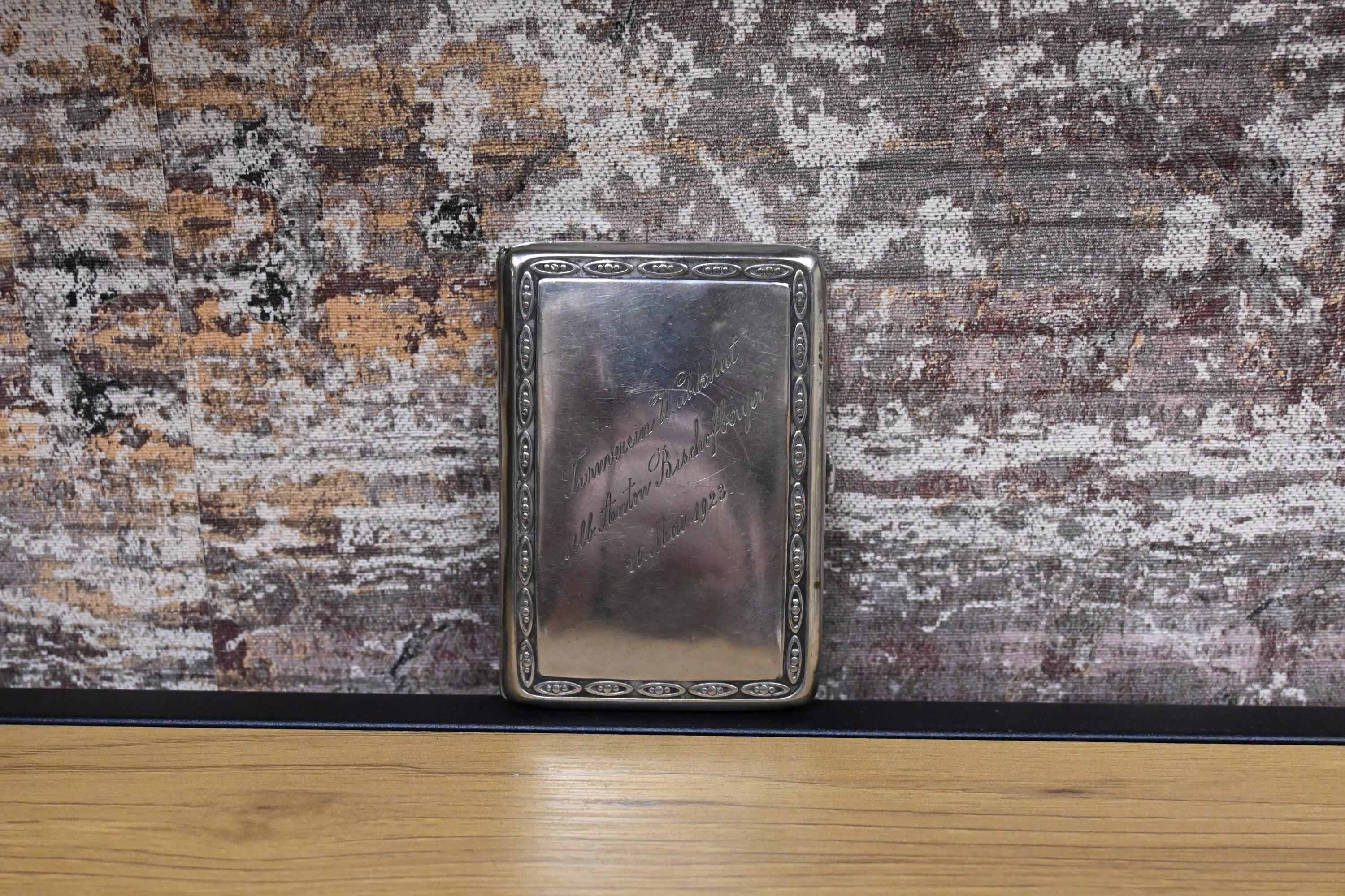 kraft alpacca cigarette case Vintage Alpaca Silver Cigarette Case, Engraved Snuff Box, Kraft