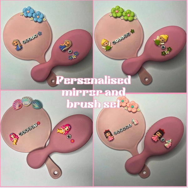 Children's Personalised Mirror & Brush Set|Toddler presents|Personalized gift Hair accessories| Unique Gifts Girls|Customisable|Dress up