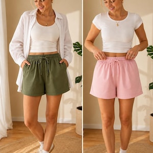 Schnittmuster Randiga Boxershorts Symönster PDF | Loungeshorts med resår i midjan | Nybörjarvänlig handledning för sommarshorts