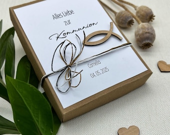 Personalized Communion Gift Box, Money Gift with Test Tube, Packaging Card, Communion Gift for Money with Name, 12 x 16 cm