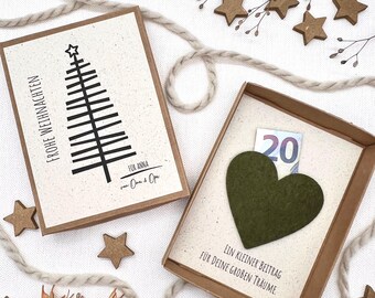 Personalized Christmas money gift | Gift box, money envelope, card | Felt heart | Creative money packaging | Christmas gift idea