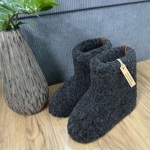 Personalisierte Hüttenschuhe Schurwolle Winter Wollsocke Hausschuhe Schafwolle Lammwolle Naturprodukt  Hausstiefel Füßwärmer Geschenkidee