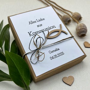 Zur Kommunion Personalisiertes Geschenkschachtel  Geldgeschenk mit Reagenzglas Karte Verpackung Kommunionsgeschenk für Geld, mit Namen