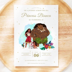 Invitación de cumpleaños / PLANTILLA EDITABLE / Disney Moana 2