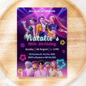 Birthday Invitation | EDITABLE TEMPLATE | Kpop Demon Hunters