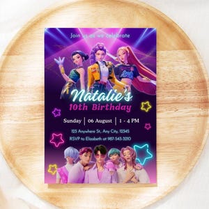 Canva Birthday Invitation | EDITABLE TEMPLATE | Kpop Demon Hunters