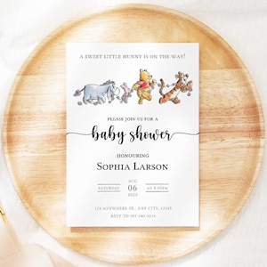 Baby Shower Invitation | EDITABLE TEMPLATE | Winnie the Pooh
