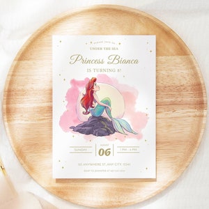 Birthday Invitation | EDITABLE TEMPLATE | Disney The Little Mermaid