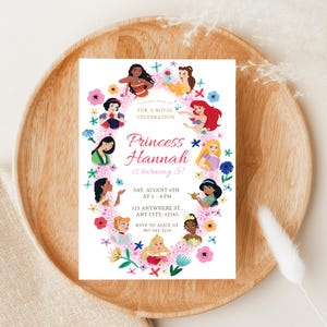 Birthday Invitation | EDITABLE TEMPLATE | Disney Princesses Frame