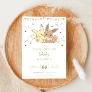 Birthday Invitation | EDITABLE TEMPLATE | Pokemon Pikachu Eevee