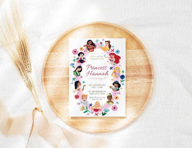 Birthday Invitation | EDITABLE TEMPLATE | Disney Princesses Frame - Etsy