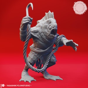 Kuo-toa - Hook - 3D Printed Minis for Tabletop Gaming, Dungeons and Dragons, Pathfinder, Kings of War and other RPG's