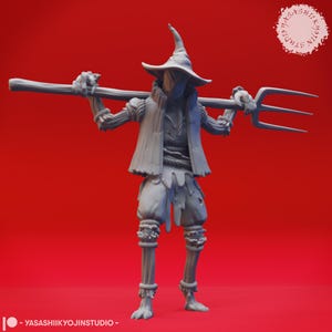 Scarecrow - Pitchfork - 3D Printed Minis for Tabletop Gaming, Dungeons and Dragons, Pathfinder, Kings of War and other RPG&#39;s