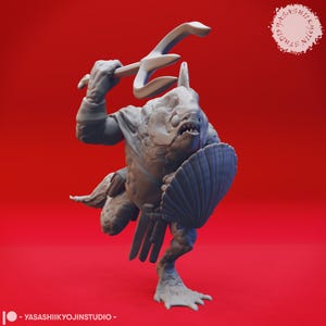 Kuo-toa - Trident - 3D Printed Minis for Tabletop Gaming, Dungeons and Dragons, Pathfinder, Kings of War and other RPG's
