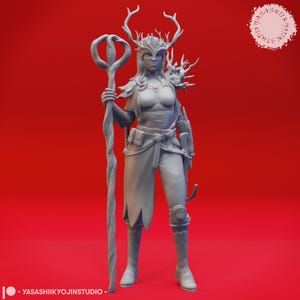 Druid - Lvl 10 - Female - 3D Printed Mini for Tabletop Gaming, Dungeons and Dragons, Pathfinder, Kings of War and other RPG&#39;s